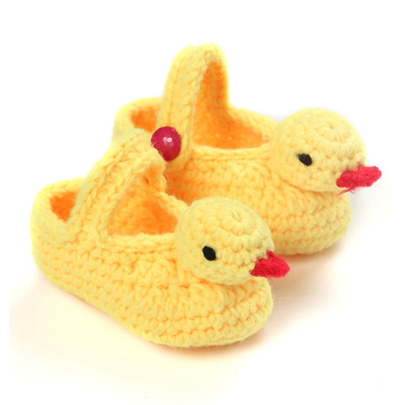 Hand Knitting Yellow Duck Baby Shoes Baby Soft Soled Knit ...